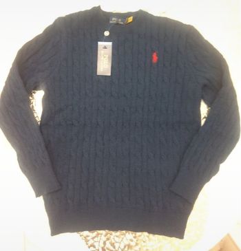 Pull torsade, Ralph Lauren, bleu marine 100 %. Co.
