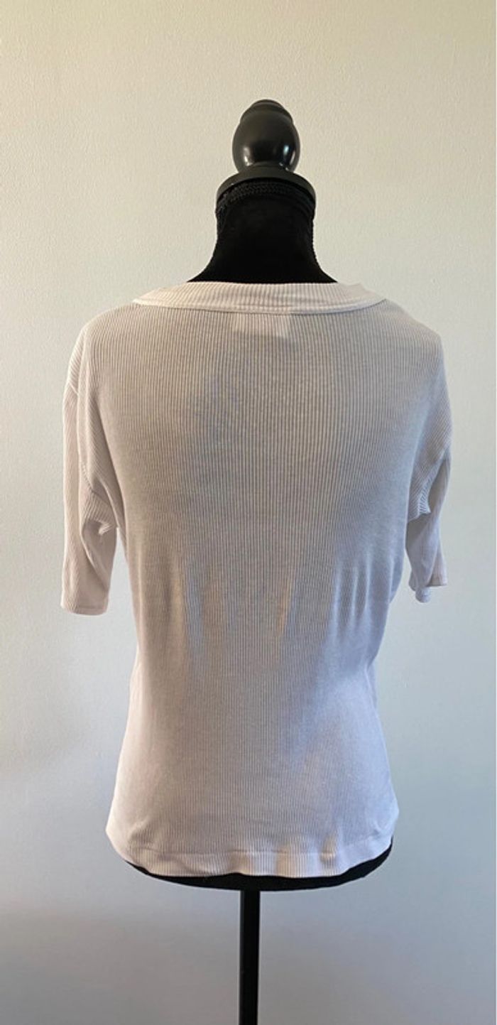 Tee shirt Etam vintage Made in France blanc maille côtelé taille S / M - photo numéro 4