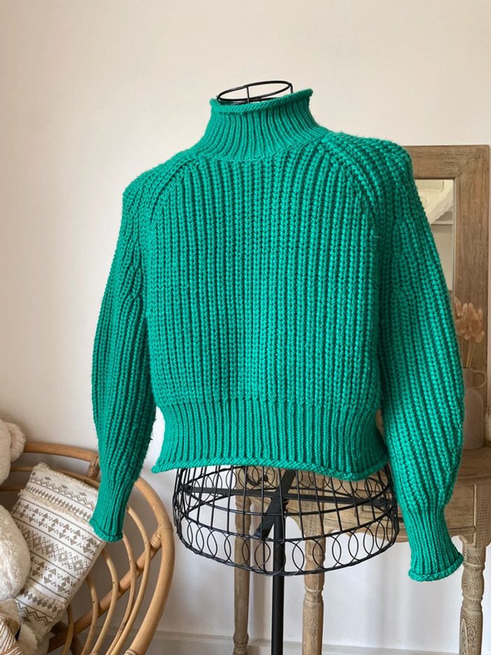 Pull col montant H&M vert - photo numéro 3