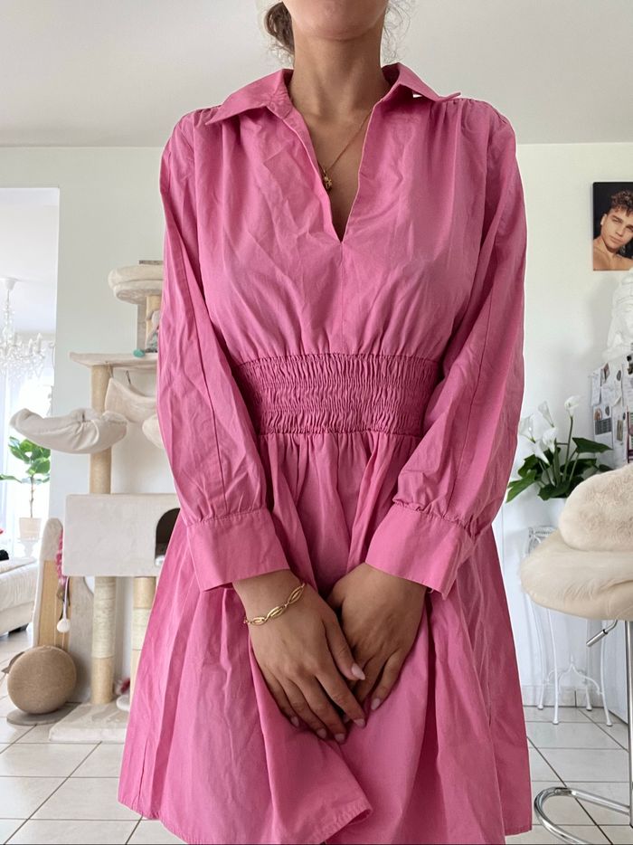 Robe chemise rose