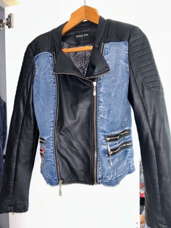 Veste motarde jean simili cuir
