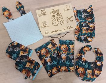Coffret de naissance tissu jungle fait main