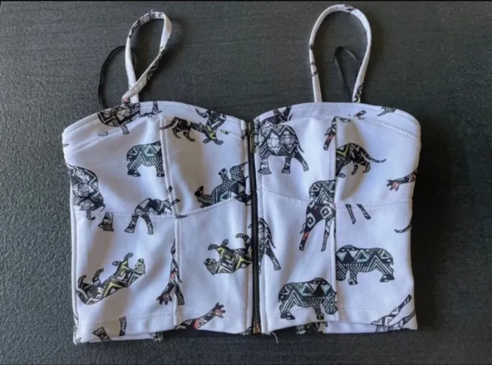 Top bustier imprimé éléphants Bershka – Taille M - photo numéro 2