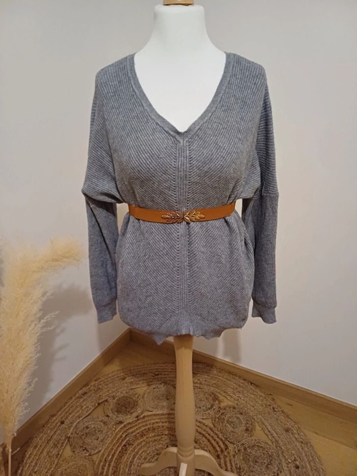 Pull gris chaud asymétrique MC Lorene taille M/L 38/40