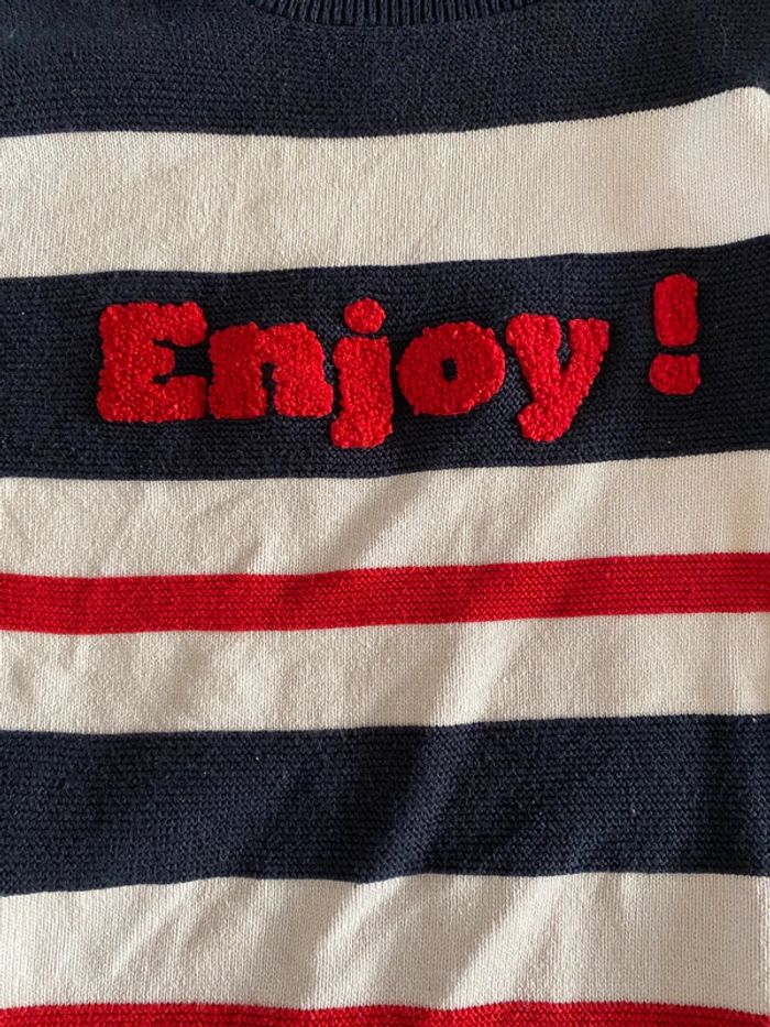 Pull garçon sergent major 7 ans rayures enjoy bleu blanc rouge - photo numéro 2