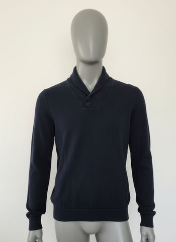 Pull col châle bleu marine Jules