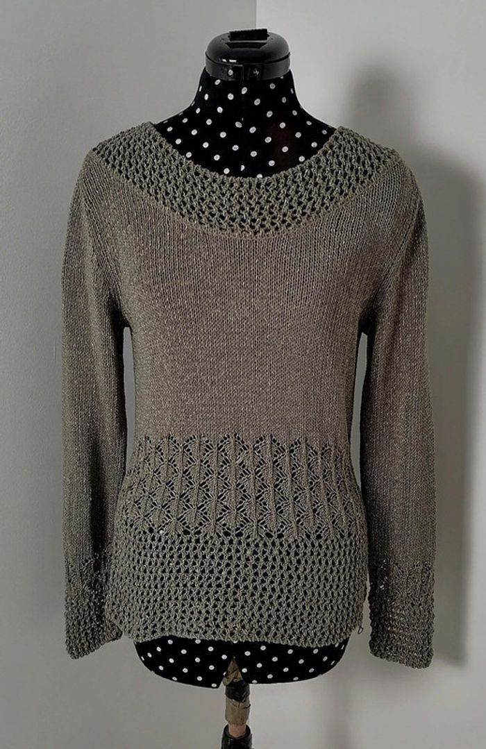Pull en mailles ajourées kaki Taille M Le maglie di Juliette - photo numéro 2