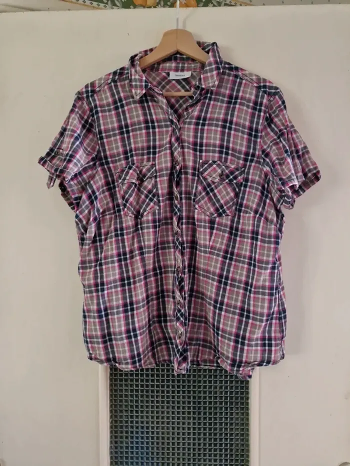 Chemisier écossais rose taille 46 - photo numéro 2