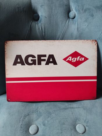 Plaque métal publicité Agfa photo argentique pellicule neuve 20x30cm