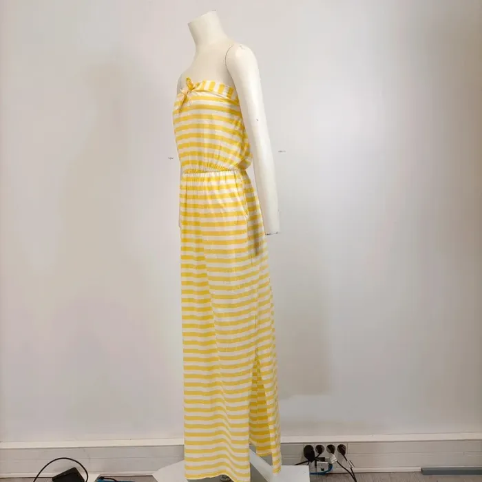 Robe longue rayée jaune et blanche bustier nœud CMT Atelier taille 38 A573 - photo numéro 5