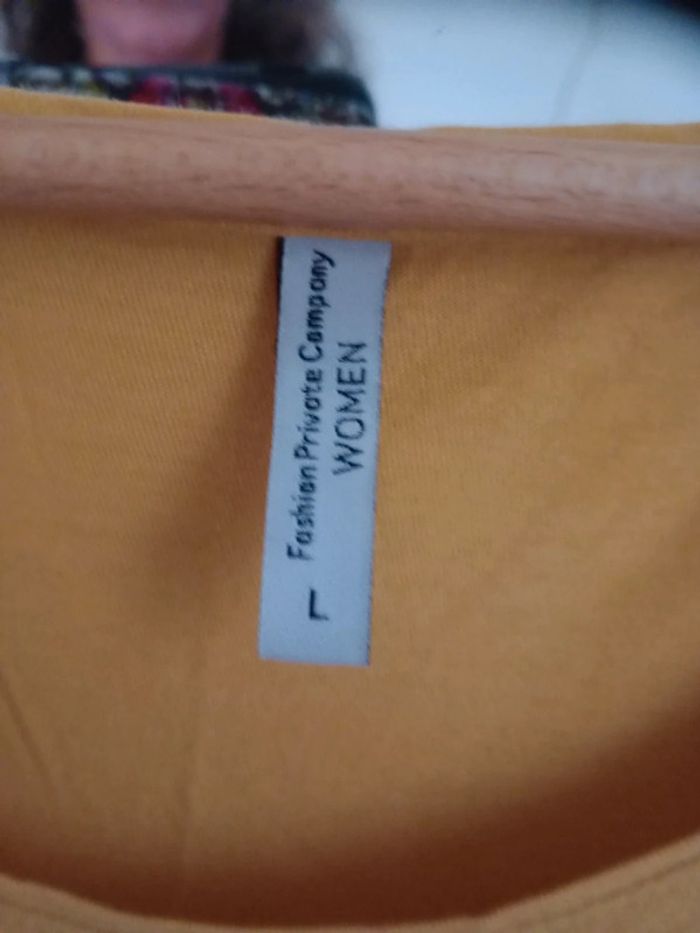 Chemise de nuit type long t-shirt femme L moutarde c64 - photo numéro 7