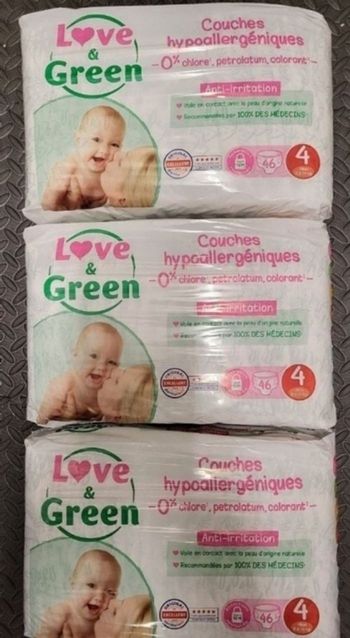3 paquets de couches love and green taille 4