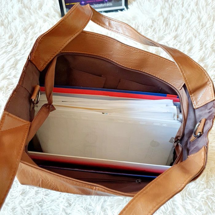 👜 Grand Sac à main souple cabas fourre-tout simili cuir marron neuf MALLOW - photo numéro 15