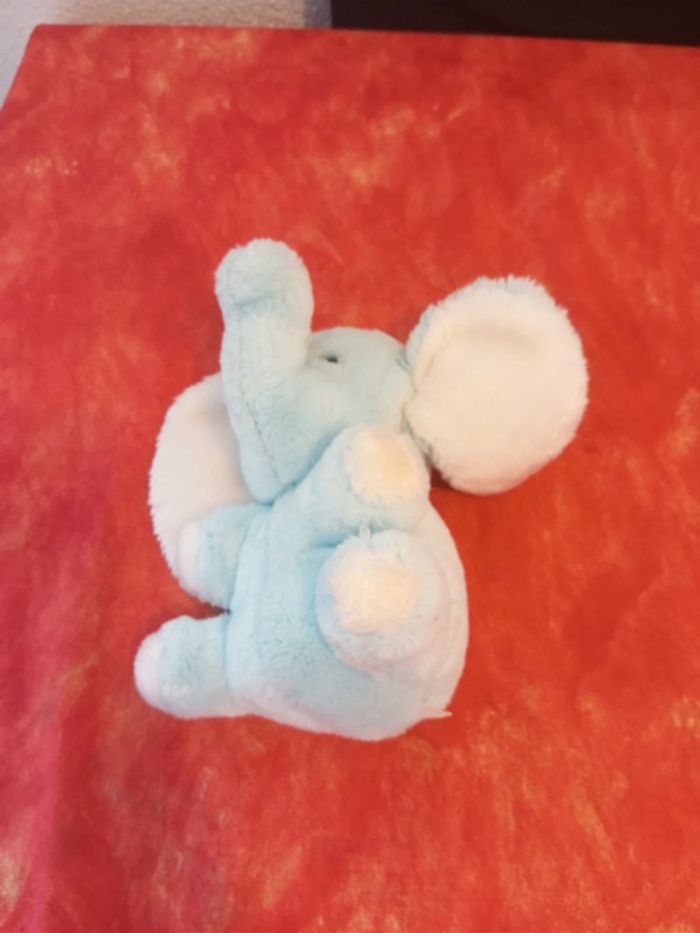 Peluche vintage éléphant bleu et blanc - photo numéro 2