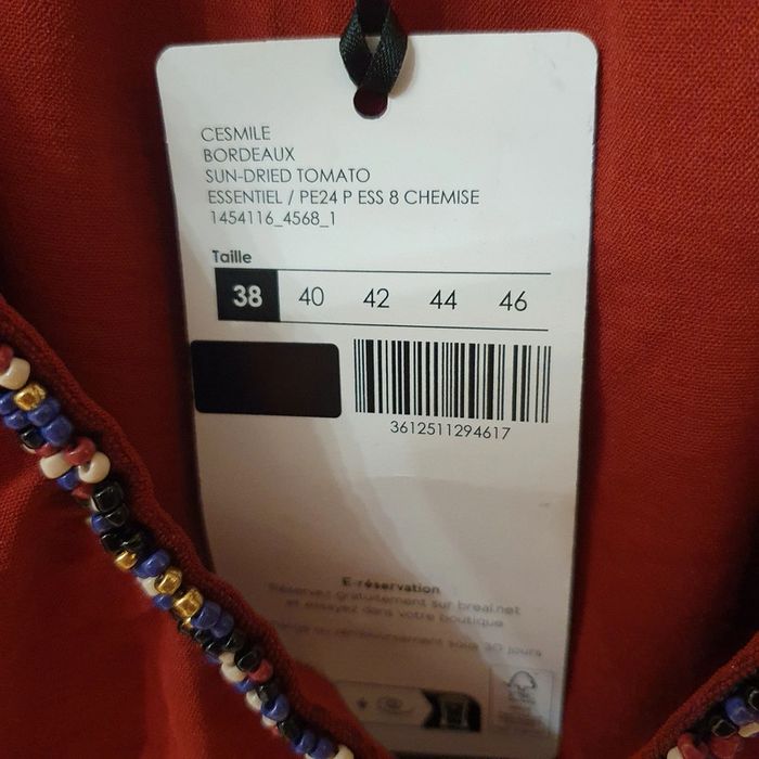 Magnifique haut femme Col en V Avec perle couleur rouille taille 38 Breal - photo numéro 6