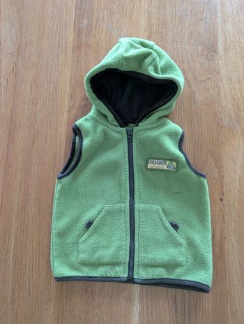 Veste polaire à capuche sans manches verte 12 mois garçon