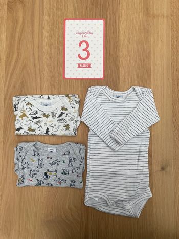 Lot de 3 bodys petit bateau
