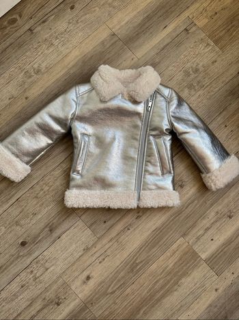 Perfecto fourrée argenté h&m 2/4 ans fille