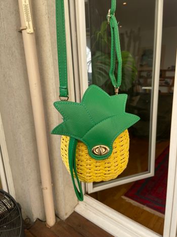 Sac à main bandoulière Ananas osier et similicuir