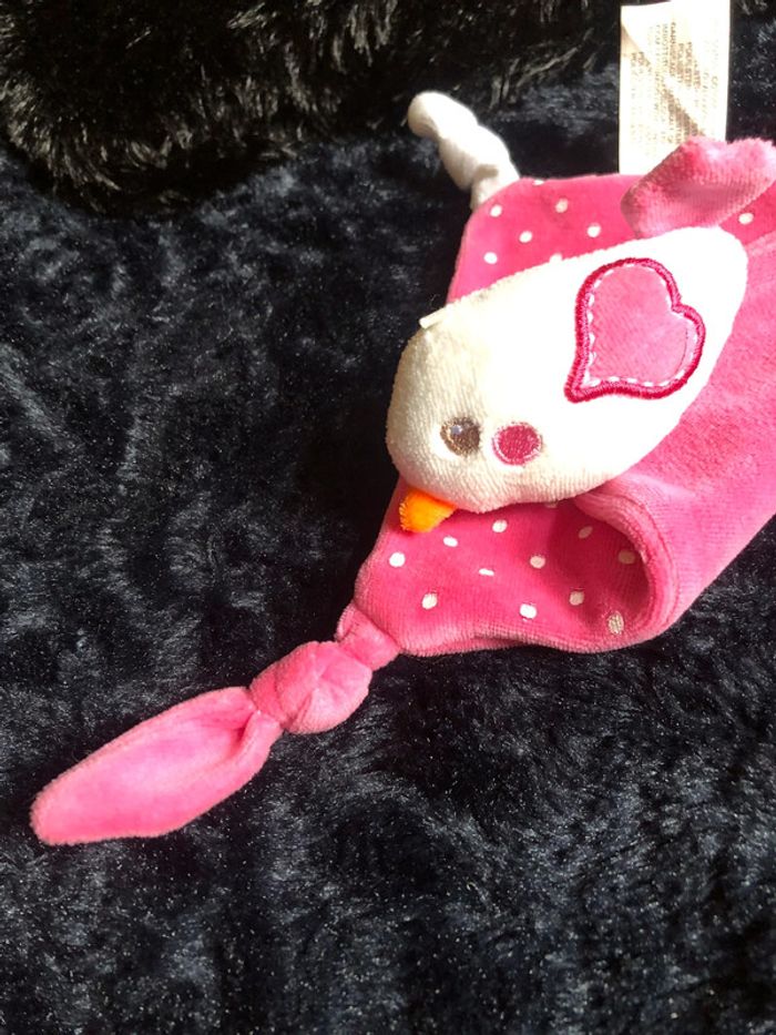 Doudou duo rose et blanc oiseau - photo numéro 2