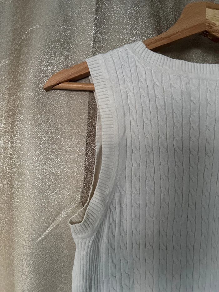 Pull sans manches Tommy Hilfiger femme – blanc torsadé – M - photo numéro 7