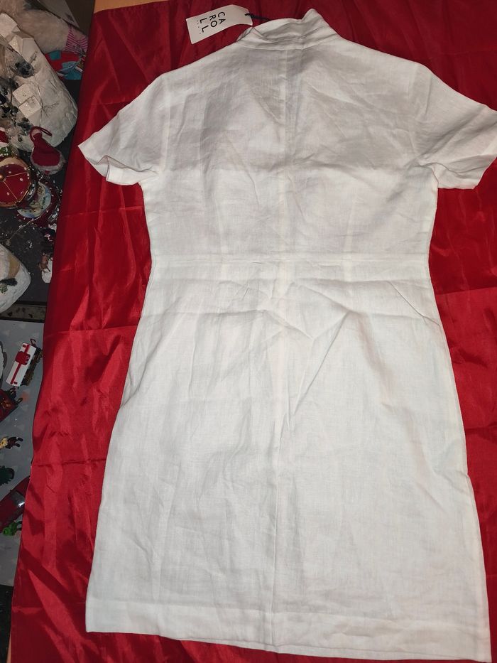 Robe doublée blanche Caroll 36 en lin - photo numéro 2
