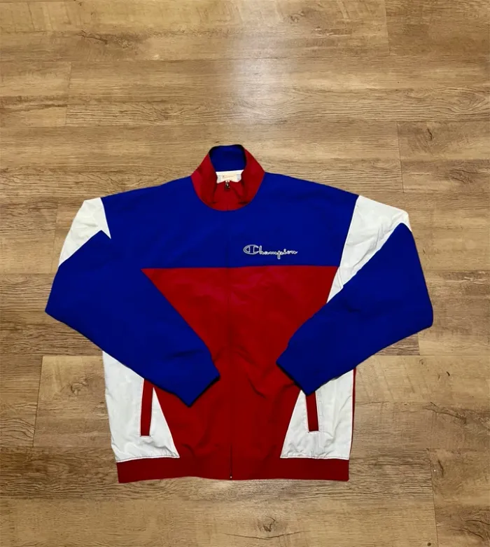 Veste champion vintage rouge et bleu 90s taille S