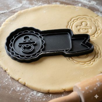 Emporte-pièce biscuit bébé avec ruban personnalisable - 8 cm