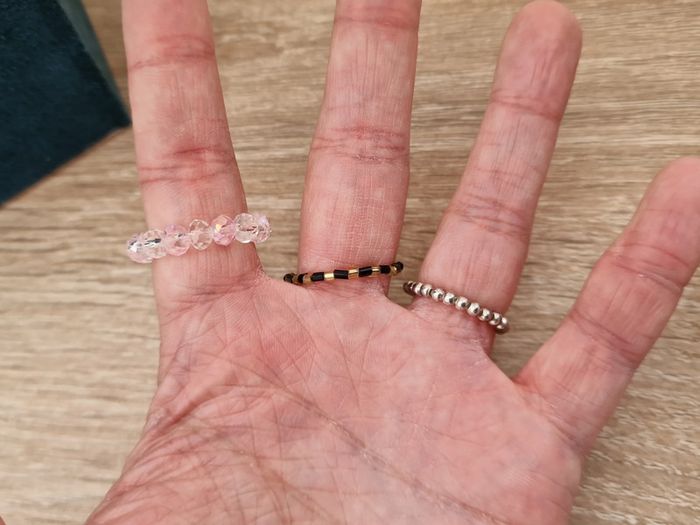 Lot De 3 Bagues Nylon Perles Cristal - photo numéro 5