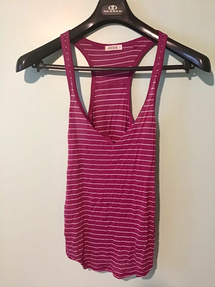 Débardeur taille S violet blanc