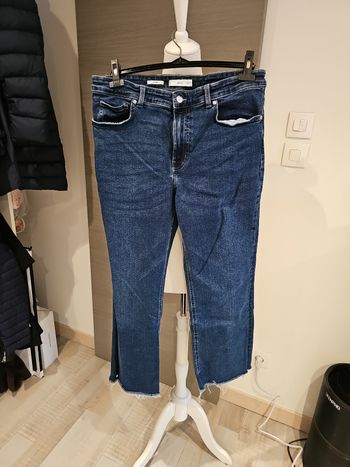 👖 jean mango sienna bleu brut femme coupe droite ourlet effiloche taille 44 tendance denim mng 👖