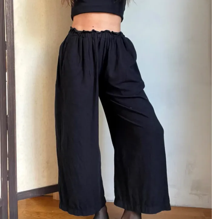 Pantalon lin noir épais - photo numéro 3