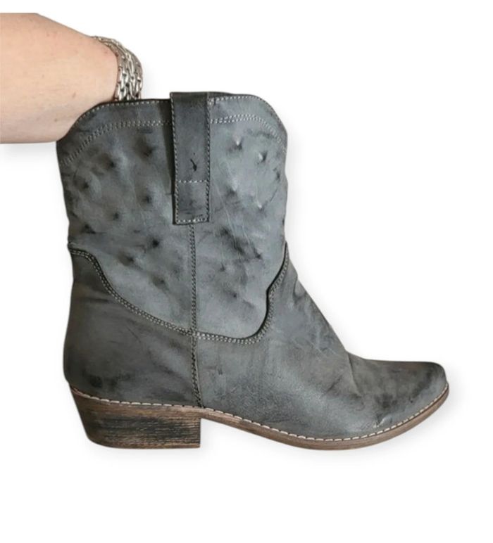Bottines pointues grises Cowboy. Carla Samuel. 40 🥰