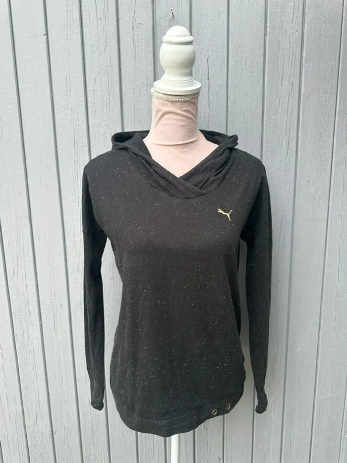 Sweat à capuche manches longues été léger noir coloré Puma femme 38/M