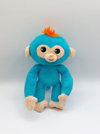 Peluche doudou singe bleu - Fingerlings hugs - cheveux orange spirale 25 cm SON HS 