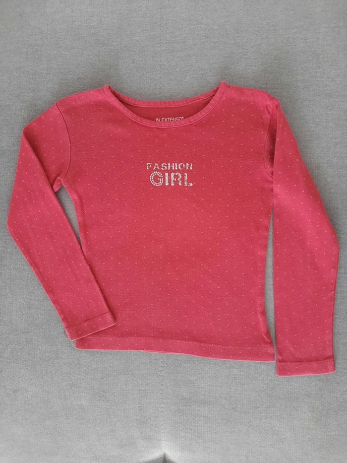 T-shirt manches longues 5 ans In Extenso bordeaux à petits pois