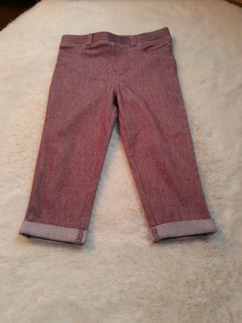 ​Joli Legging/Pantalon Style Jean Bébé Fille "Mes petits cailloux" - Rose Chiné (12 Mois / 74 cm
