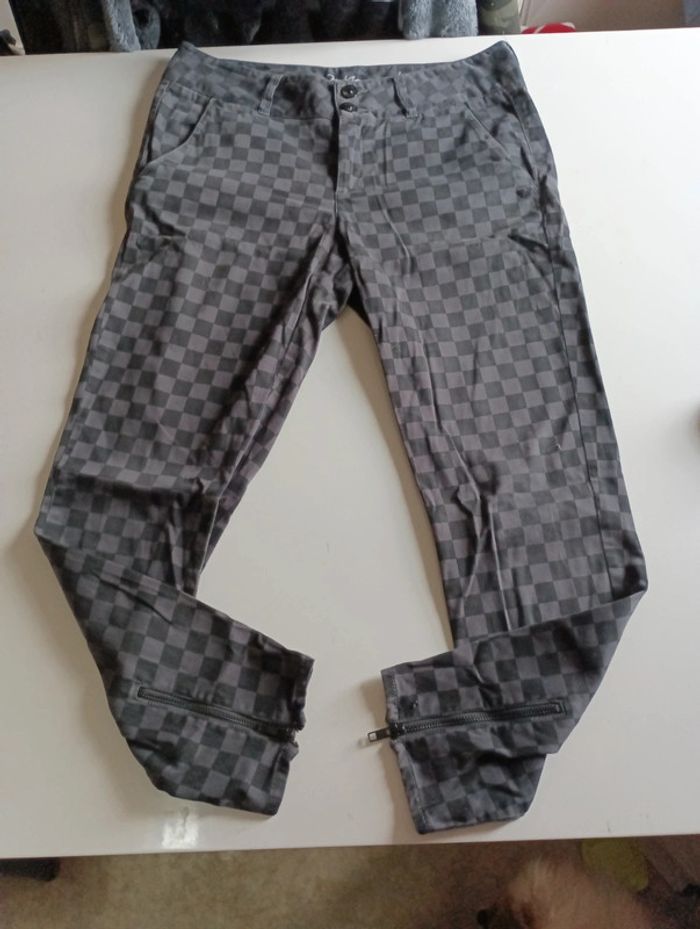 Pantalon court femme DDP taille 40 rétro vintage a carreaux coupe skinny