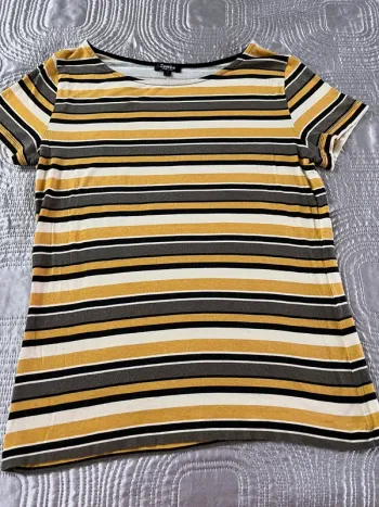T-shirt rayé gris noir jaune blanc Zamba