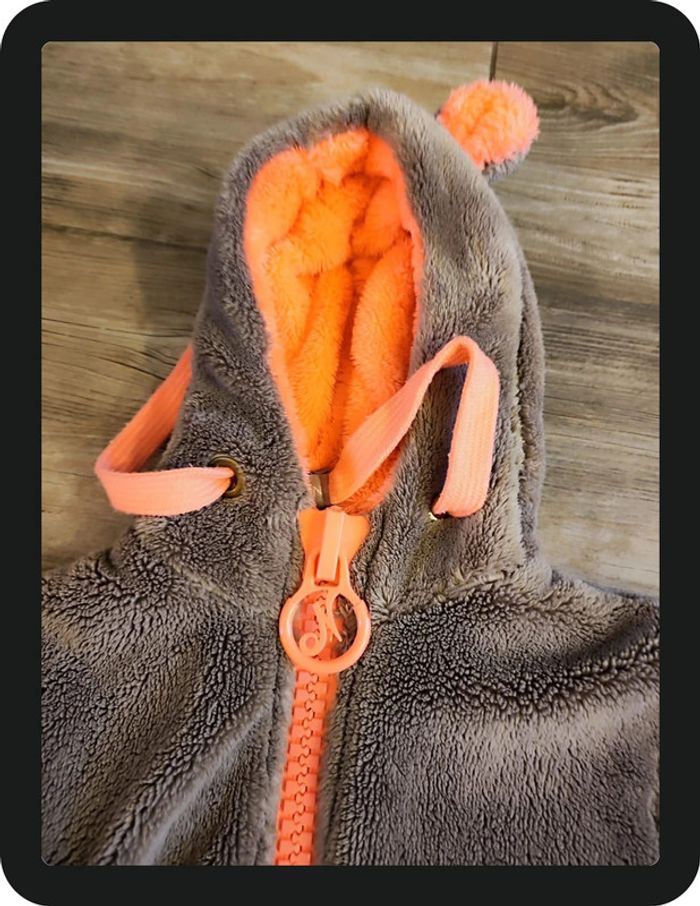 Veste moumoute avec capuche marron clair rose Nirvana Amazing Taille 5 ans - photo numéro 2