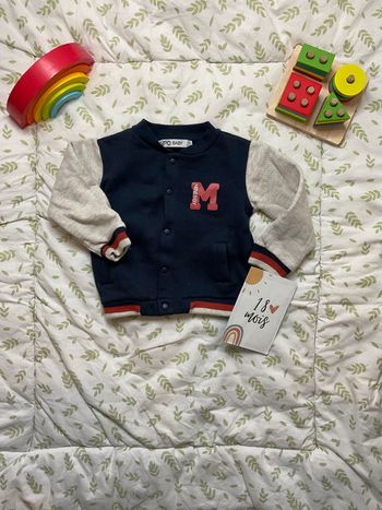 gilet à pressions marine et gris NPO 18 mois