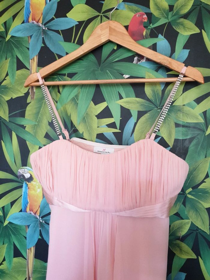 Robe bustier cocktail, soirée rose strass - photo numéro 2
