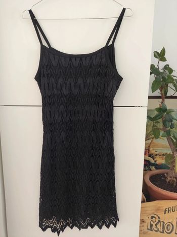 Robe crochet vintage noire made in France taille 36