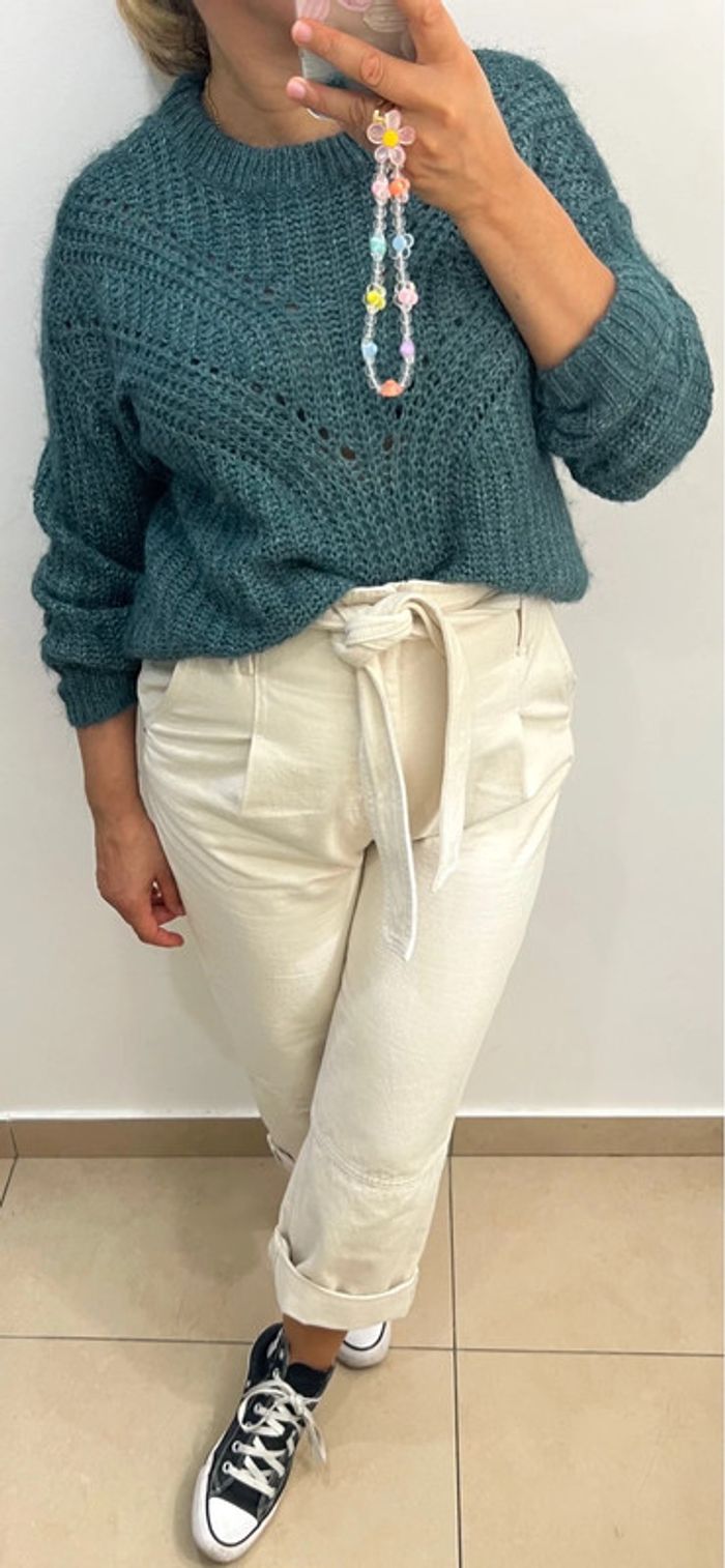 Pull Doux Maille Ajourée Taille L - photo numéro 2