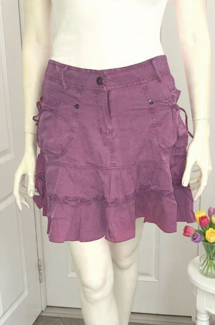 mini jupe courte à volants mauve marque Morgan taille 36
