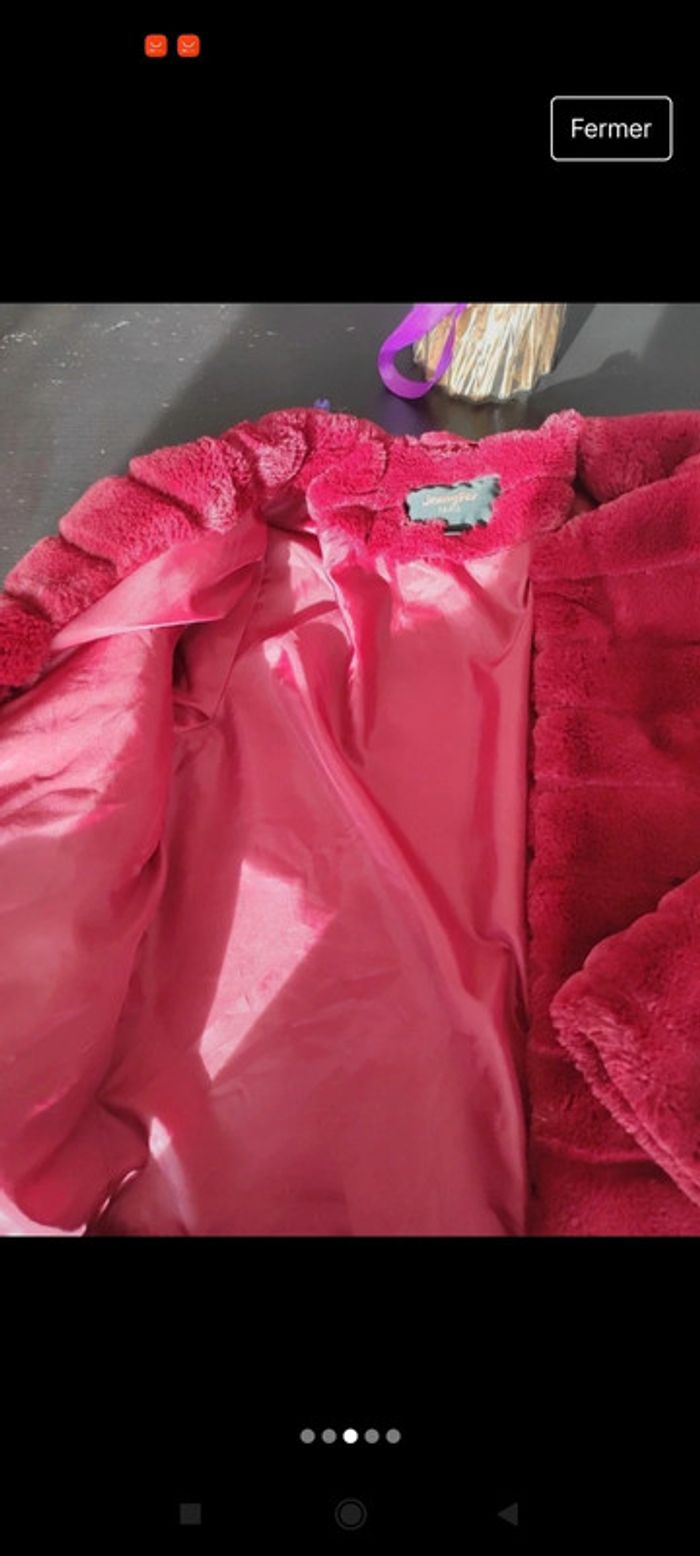 Veste courte moumoute bordeaux - photo numéro 4