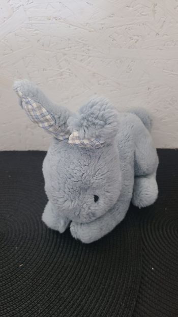 doudou lapin couché bleu vintage histoire d'ours