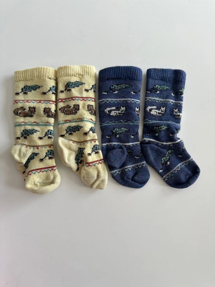 Lot de 2 paires de chaussettes bébé hautes - Taille 15/18