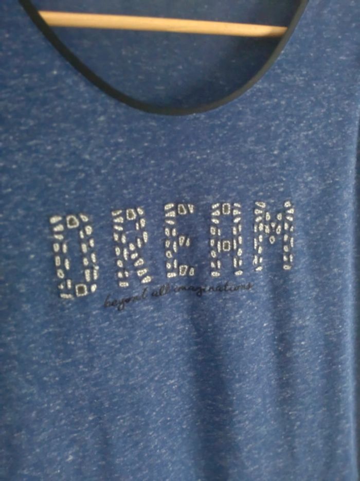 Pantalon fluide large bleu marine femme taille 40 + donne un t-shirt bleu "Dream" - photo numéro 8