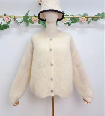 Gilet à manches longues en kid mohair 